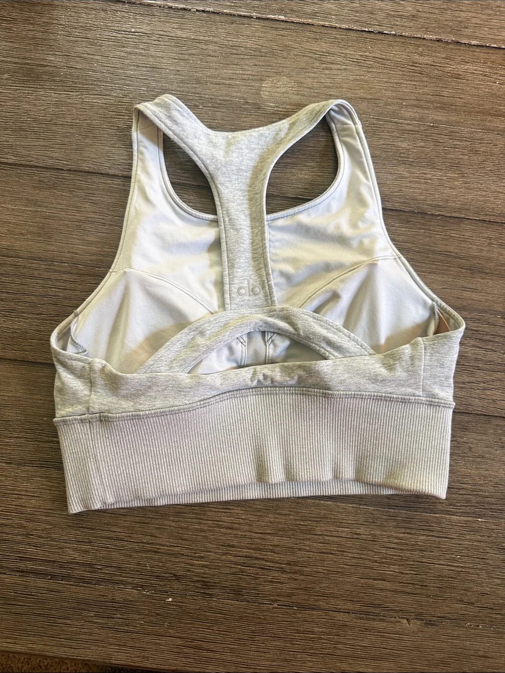 Alo High Neck Racerback Sports Bra in Light Gray